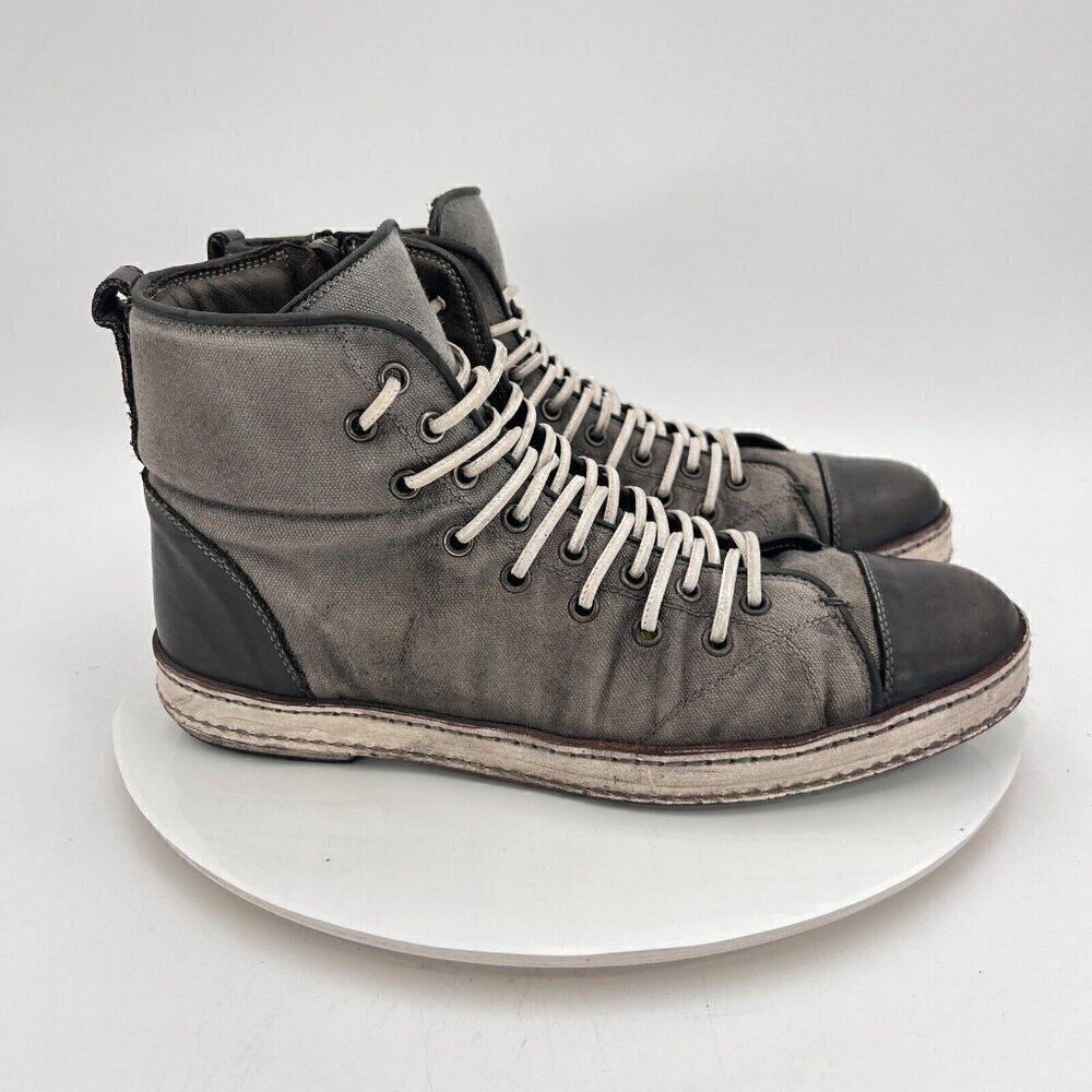 John Varvatos Collection Artisan Double Lace Men 8 High Top Shoe Zipper Sneakers - Picture 5 of 16